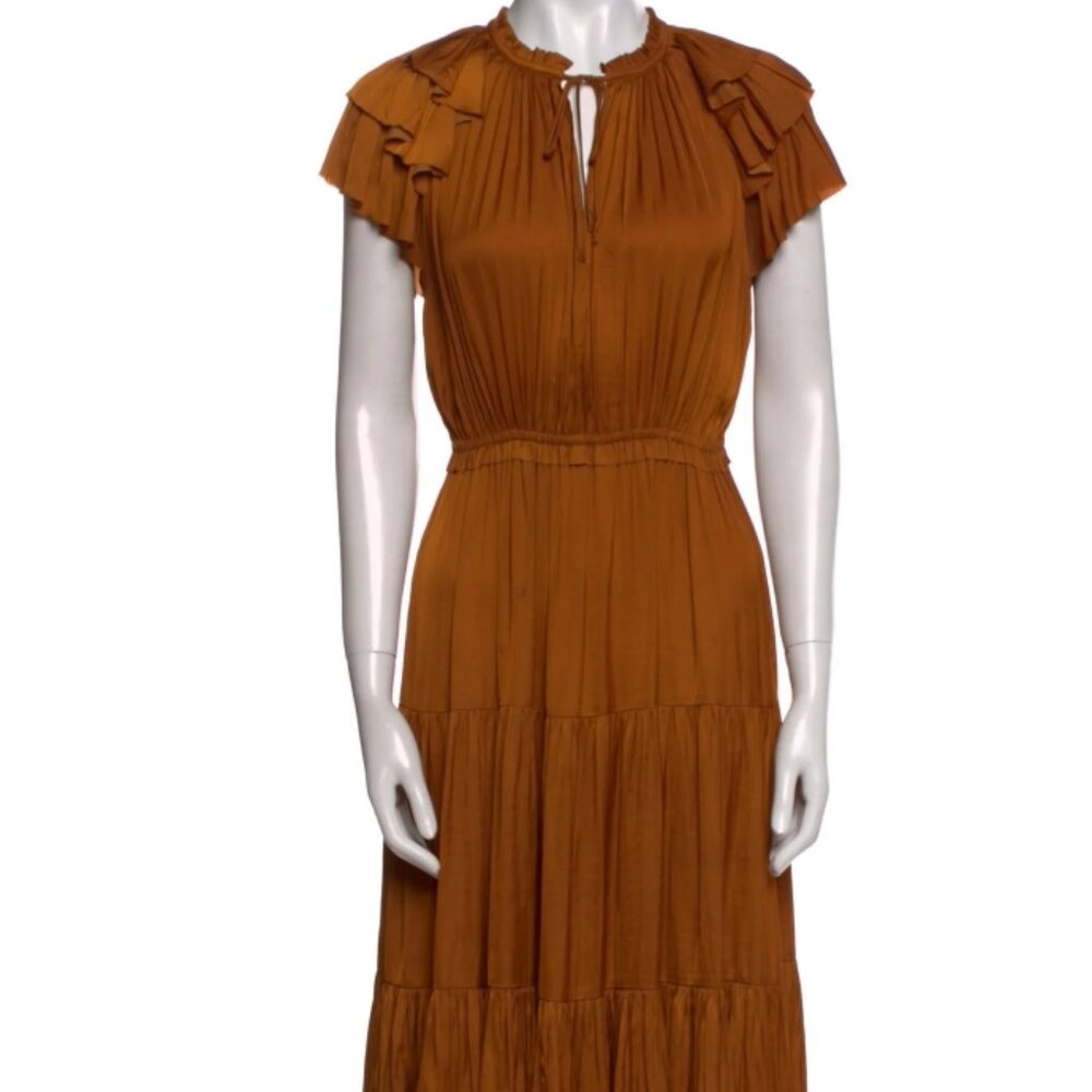 NWOT ULLA JOHNSON Blaire Midi Dress in Goldenrod XS $590 - Picture 9 of 11